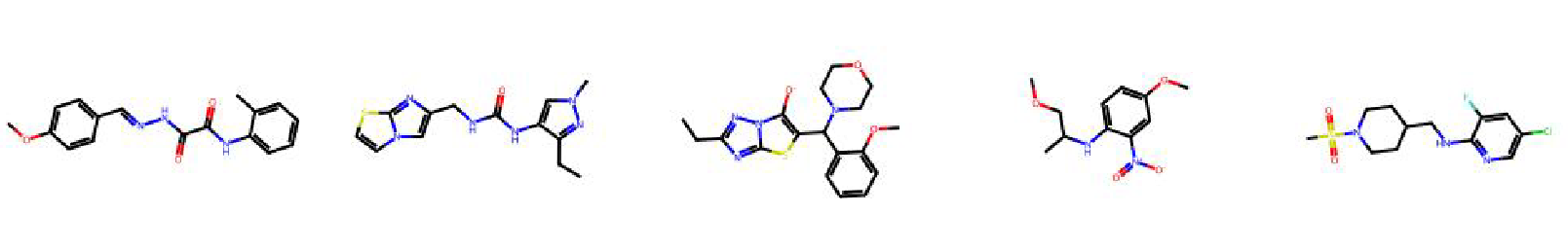 Molecules generated by ChemRLFormer by reward hacking the docking functions